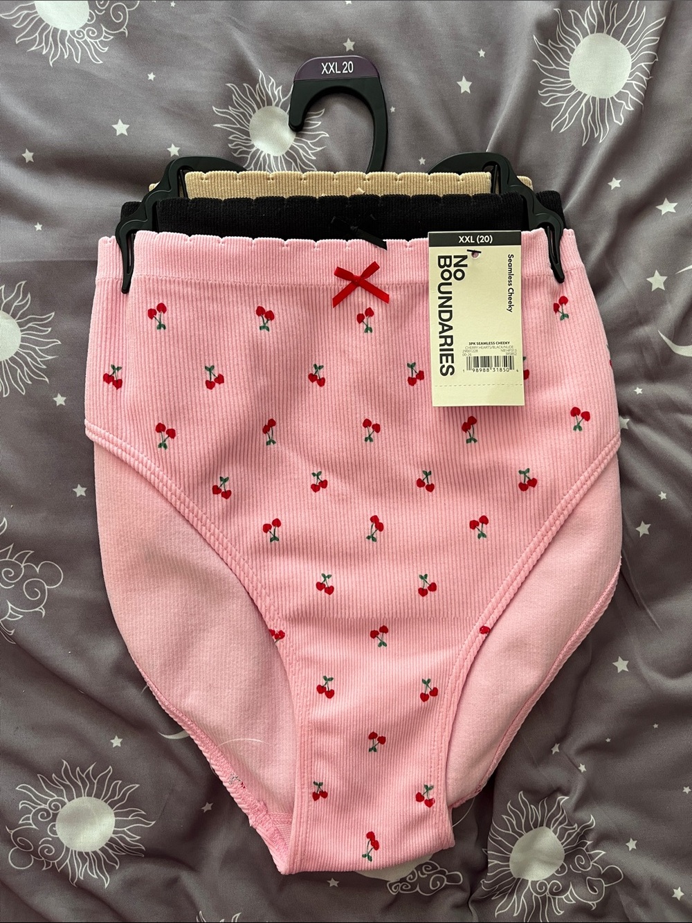 No Boundaries Girls' Pink, Black & Cream Cotton Briefs - 3 Pack